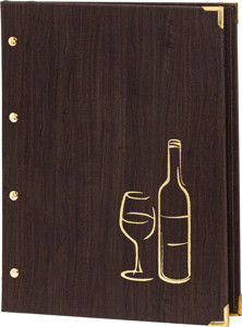 Weinkarte A4 Holzdesign Dunkelbraun für Innenhüllen